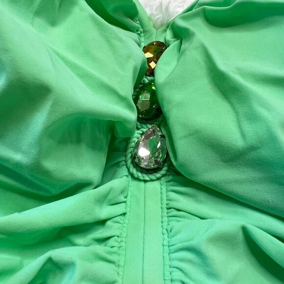 Maryan Mehlhorn Mint Green One Piece Swimsuit with Rhinestone Detail - Picture 8 of 10